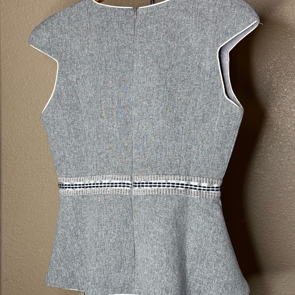 Valleygirl Gray Peplum Blouse with piping Trim - Picture 7 of 11